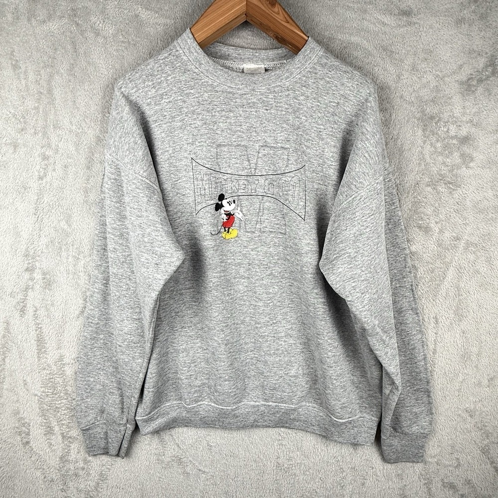 Mickey & Co Disney Sweatshirt Mens XL Gray Embroidered Logo Pullover VTG 90s USA